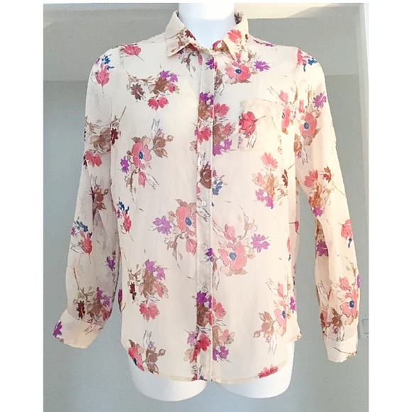 AMERICAN RAG Floral Button Down Hi / Low Blouse - Picture 1 of 7